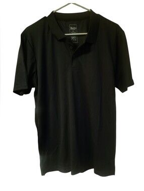 NWT Men's Solid Black 3-Button Placket Short Sleeve Polo, Sz XXL